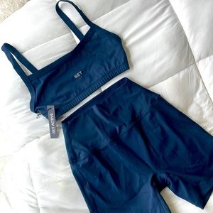 Navy Set Active SportBody Scoop Bra + Bike Shorts in Small